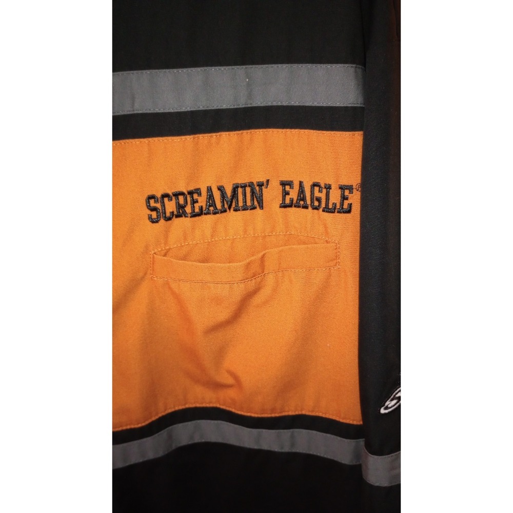 Harley Davidson Screamin Eagle Colorblock Mechanic Shirt Mens 4XL Vintage 90s - Picture 5 of 10